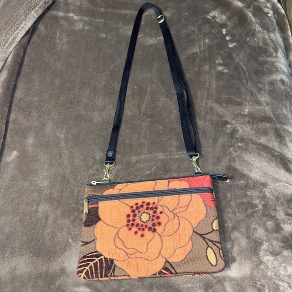 Danny Kaplan Tapestry Crossbody Floral Fabric Shoulder Bag - Picture 1 of 8
